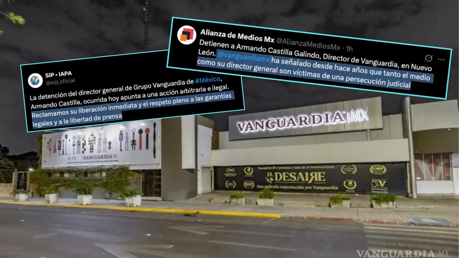 SIP urge liberación de director de Vanguardia; Alianza de Medios MX se une al reclamo
