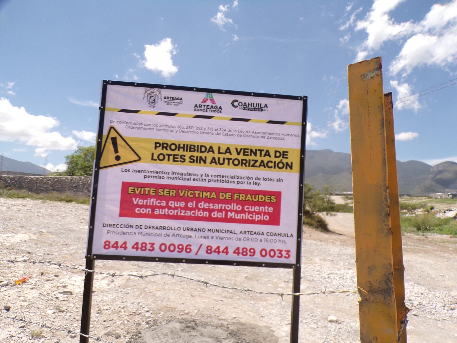 Aretaga: roban otro letrero en El Llano de Zapalinamé; propietarios denuncian sabotaje